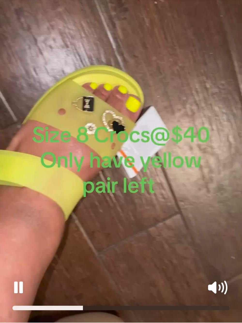 CROCS Neon Yellow Slide Sandals with Decorative Charms
